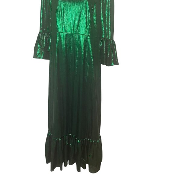 Pomander Place Anthropologie Emerald Lurex Lillith Dress NWT Size Large - Picture 3 of 7